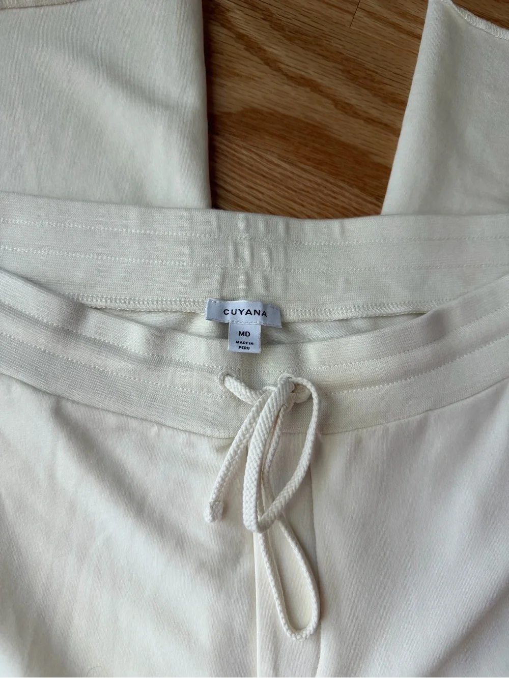 Cuyana Cream Pima Cotton Modal Wide Leg Lounge Pants M